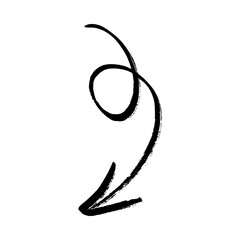 Hand Drawn Swirling Downward Arrow Graphic.