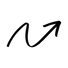 Hand Drawn Upward Curved Arrow Graphic Design.