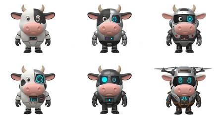 Cartoon robotic cow designs collection