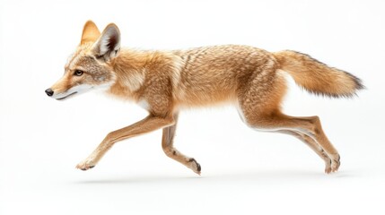Fototapeta premium Side view of a swift fox in mid-stride against white background