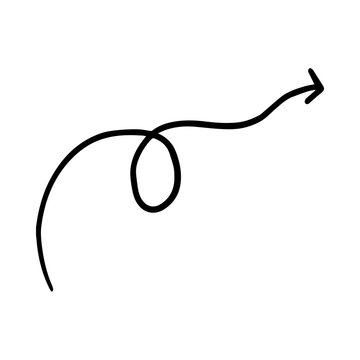 Hand Drawn Winding Arrow with Loop.
