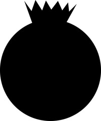 Pomegranate icon with solid black silhouette and outline vector illustration style. Collection of tropical fruit icons for food, nutrition, healthy eating, organic, vegan, vegetarian and diet design