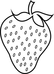 Strawberry icon with solid black silhouette and outline vector illustration style. Collection of tropical fruit icons for food, nutrition, healthy eating, organic, vegan, vegetarian and diet design