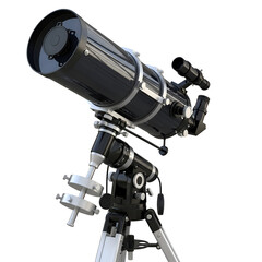 Telescope Points Upward on Transparent Background for Astronomy and Stargazing Hobbies