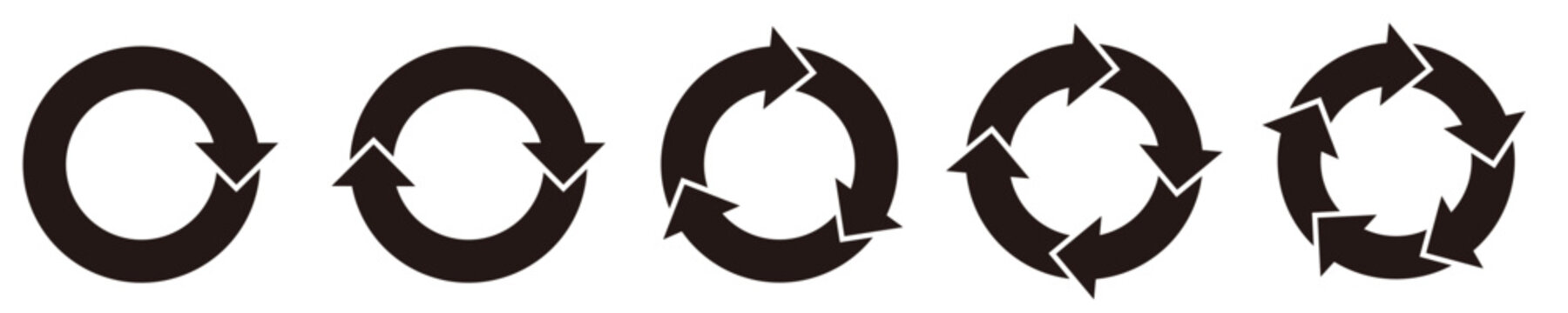 Set 3 of Simple Rotating Arrows with Circular Motion (Cycle Arrows) - Black