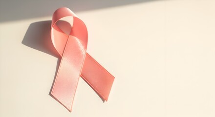 Pink ribbon symbolizing breast cancer awareness month and international day against breast cancer for global health support, pink october