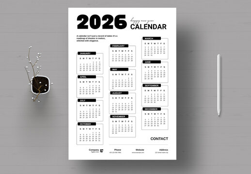 Calendar 2026 Layout Template