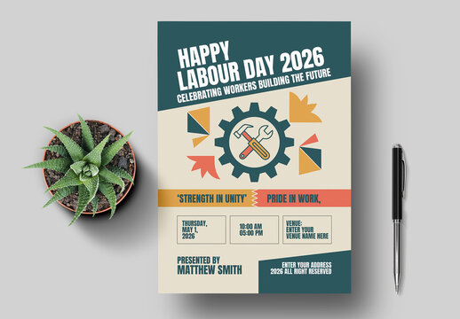 Creative Labour Day Celebration Flyer Design Layout