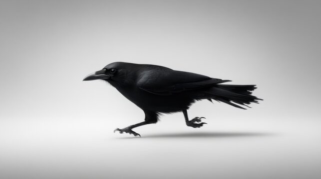 Running crow against minimalist background - Powered by Adobe