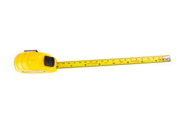 Yellow tape measure isolated on white background