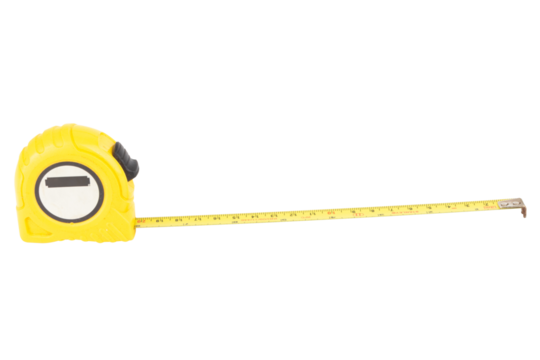 Yellow tape measure isolated on white background