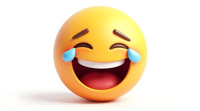 3D illustration of a laughing emoji with tears of joy, bright and colorful style,