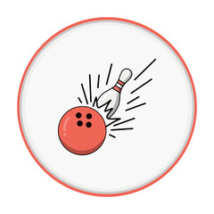 Bowling Ball Hitting Pins Vector Icon