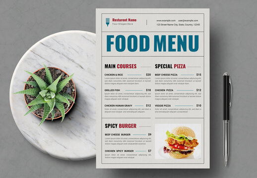 Restaurant Food Menu Template Layout