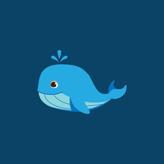 A cheerful baby whale icon with a water spout, great for ocean-themed projects, logos, and mascots