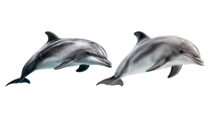 Fototapeta premium Beautiful Dolphins – Realistic Illustration of Playful Marine Mammals on Transparent Background
