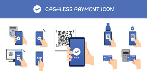 Cashless Payment Icons for Digital Wallet