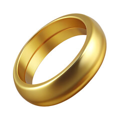 Simple gold wedding ring isolated on transparent background