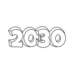 line art illustration modern vector logo of the year 2030