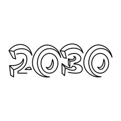 abstract swirl outline logo vector 2030 with continuous lines