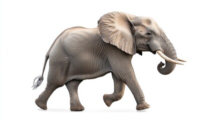 Obraz premium Majestic elephant walking with grace on a white background