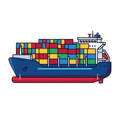 A cargo container ship transports goods across the ocean for international trade and logistics