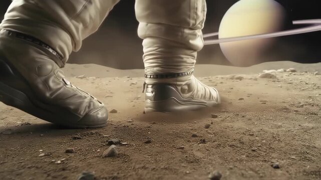 The first step of astronaut in ancient planet