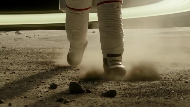 The first step of astronaut in ancient planet