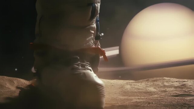 The first step of astronaut in ancient planet