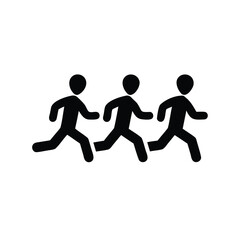 Three Black Figures Running Side by Side in a Unified Direction
