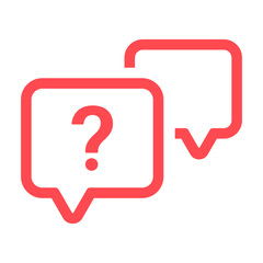 question mark icon button in speech bubble. faq sign, customer support and support sign or ask and help signs with red question icon symbol - Frequently Ask Question vector Illustration
