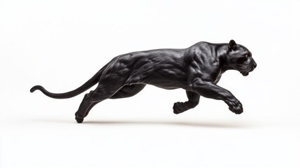 Obraz premium Majestic black panther leaping through air on white background