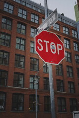 Fototapeta premium stop sign in the street, Brooklyn New York City