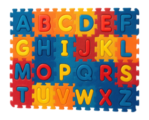Foam interlocking puzzle mat with colorful alphabet pieces for indoor play areas