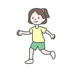 재미있게 뛰어노는 여자 어린이 일러스트