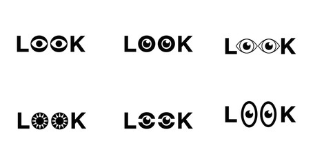 Creative 'LOOK' Wordmark Logo Designs Featuring Stylized Eye Symbols Collection