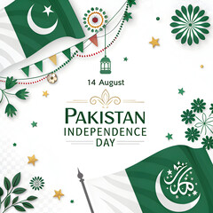 Pakistan independence day celebration poster on who