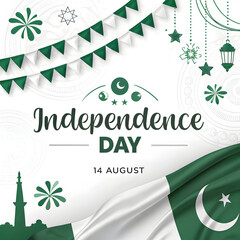 Pakistan independence day celebration poster on who