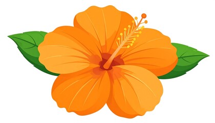 Vibrant orange hibiscus flower illustration (1)