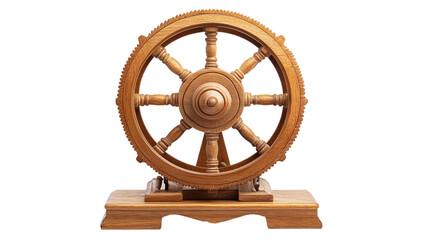 Obraz premium Antique wooden spinning wheel isolated on transparent background 