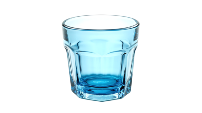 Blue glass drinking glass isolated on transparent background