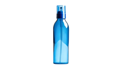 Blue plastic spray bottle isolated on transparent background 