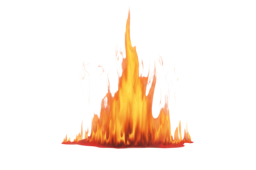 Realistic orange fire flames isolated on transparent background