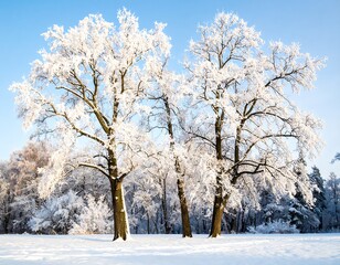 Fototapeta premium Winter wonderland with snow-covered trees