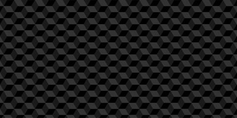 Background Black and gray cube geometric seamless wallpaper technology pattern. Vector pattern wall blocks. Abstract geometric design cubes pattern.	
