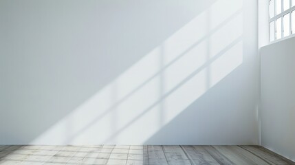 Fototapeta premium Minimalist 3D Product Display: Clean White Scene with Display Stand, Geometry & Sunlight