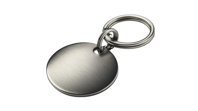 Metallic silver keychain isolated on transparent background  - Powered by Adobe