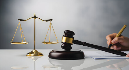 Symbolic Representation of Legal Proceedings with Scales Gavel and Signature
