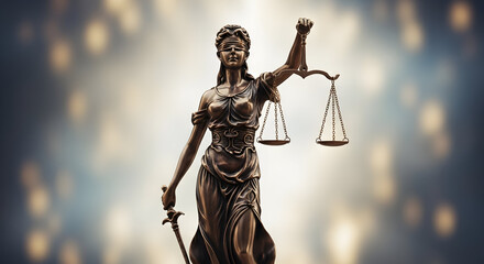 Themis statue symbolizing justice and law with scale and sword representation