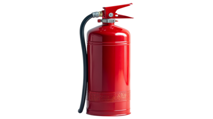 Red fire extinguisher isolated on transparent background 